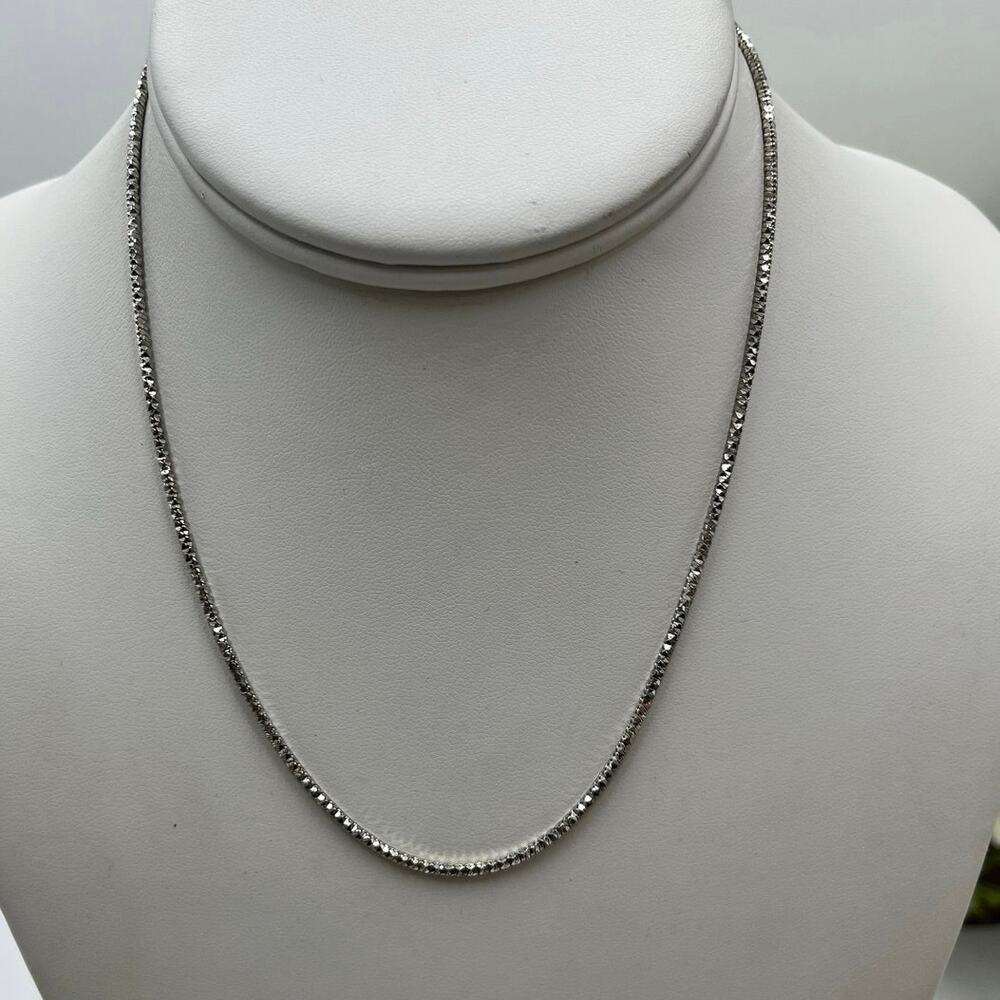 Authentic Italian Sterling Silver Diamond Cut Chain Necklace‎ 16" Hallmarked